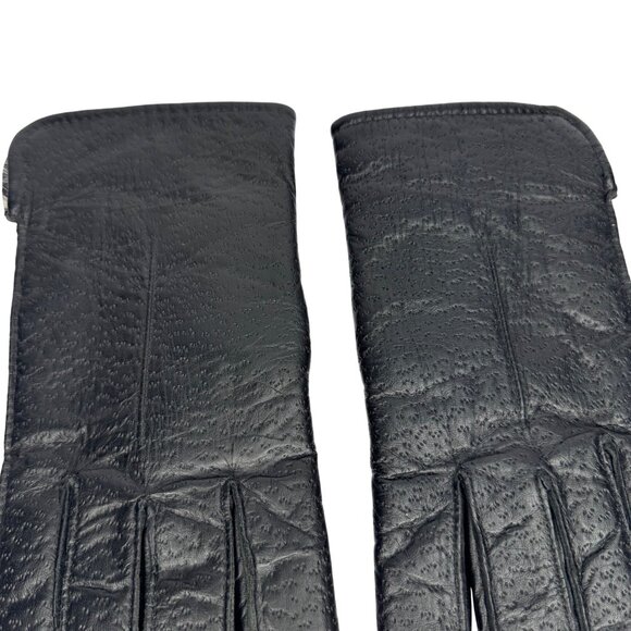 Vintage Mens Large Sears Black Leather‎ Gloves with Faux Fur Lining - 2 Lengths - Picture 4 of 7